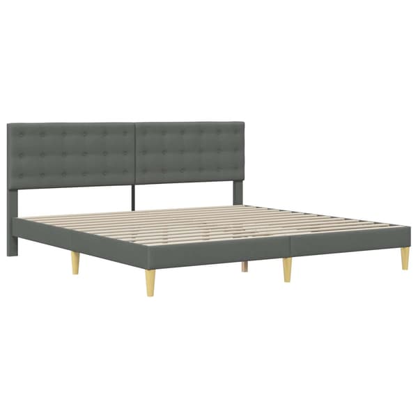 Sängram med huvudgavel Mörkgrå 200 x 200 cm Tyg