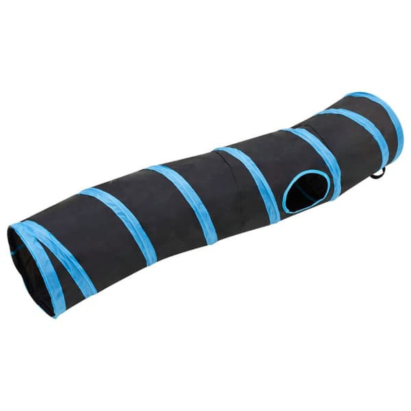 S-formad kattunnel svart och blå 122 cm polyester