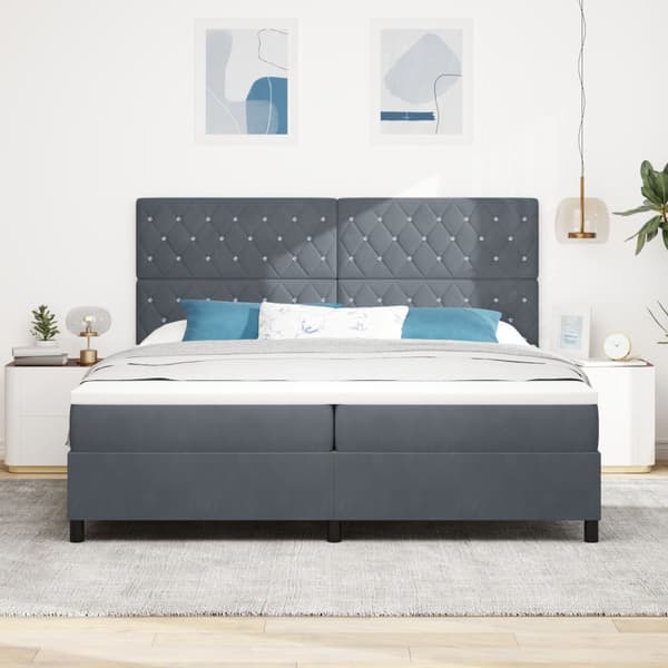 Bäddfjäder med madrass Mörkgrå 200 x 200 cm Sammet