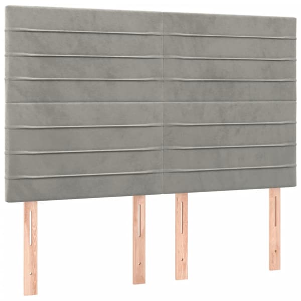 Ramsäng med madrass ljusgrå 140x200 cm sammet