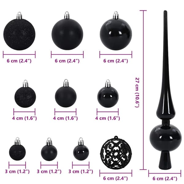 Julprydnad Set med 150 LED-lampor 61 pcs Svart Plast
