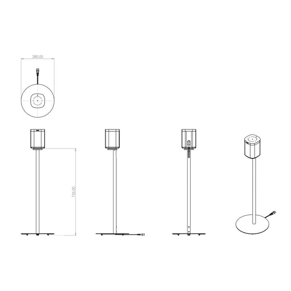 Multibrackets Sonos S1/P1 Floor Stand - Single Black
