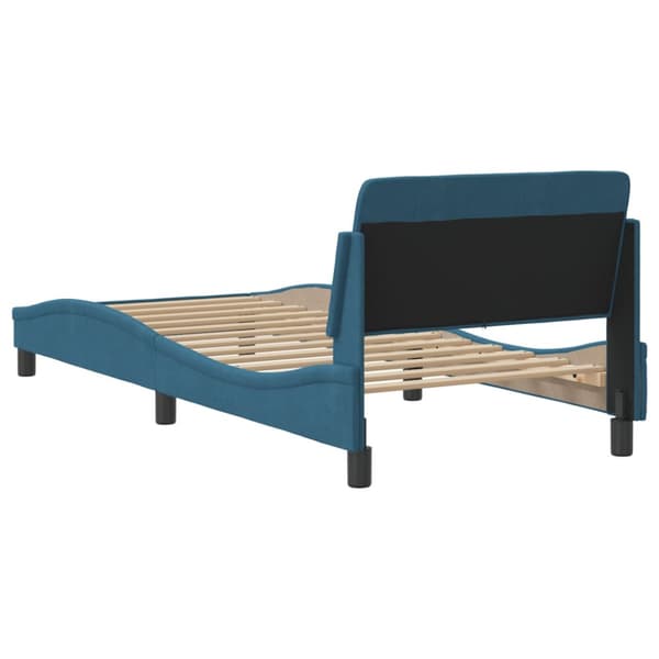 Bed Frame with Headboard "Dover" Blue 90x190 cm Velvet