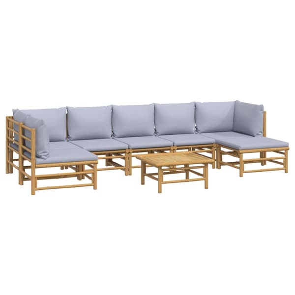 Loungegrupp 8 delar ljusgråa dynor bambu