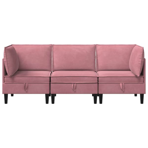 Möbelset för vardagsrummet med kudde 3 pcs Rosa Sammet