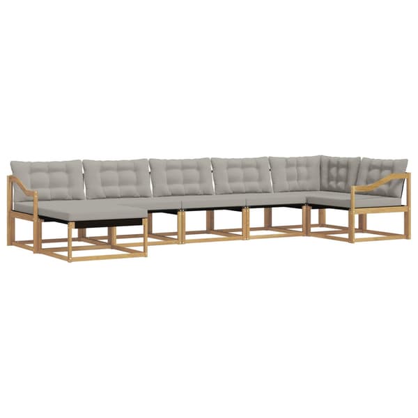 Utomhussoffset 7 pcs Vit och ljusgrå 404 x 166,5 x 73 cm