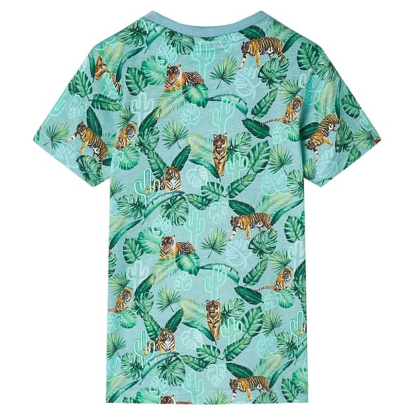 T-shirt för barn grönmelerad 140