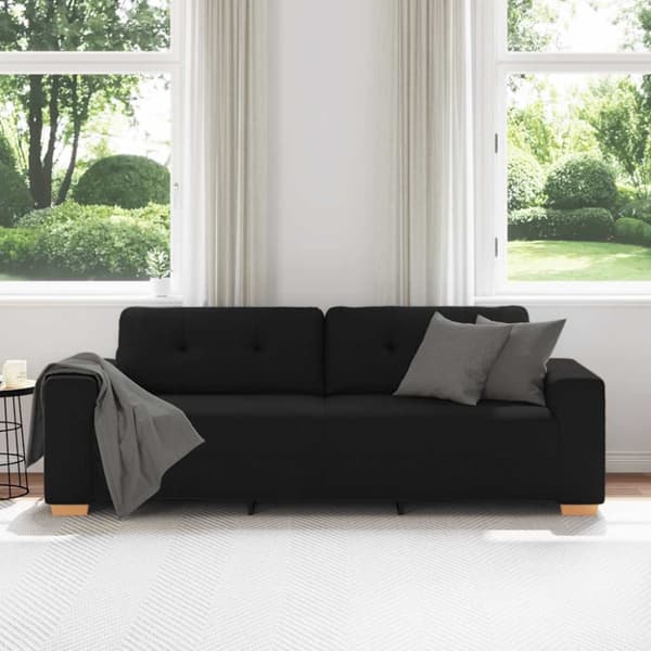 3-sitssoffa svart 220x78x80 cm tyg