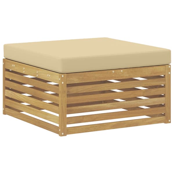 Utomhussoffset med kudde 4 pcs Vit och Beige Polyester