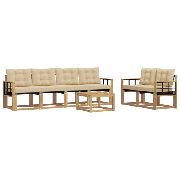 Utomhussoffset med kudde 7 pcs Vit och Beige