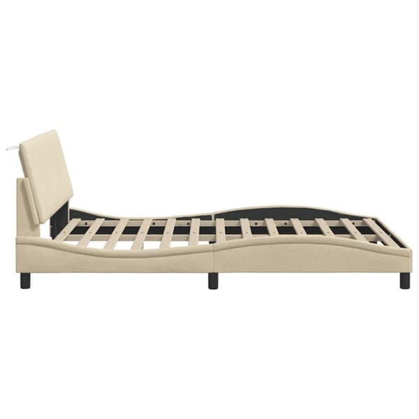 Bed Frame without Mattress "Hanko" Cream 140x190cm Fabric