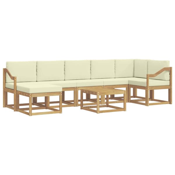 Utomhussoffset med kudde 8 pcs Vit och grädde Polyester