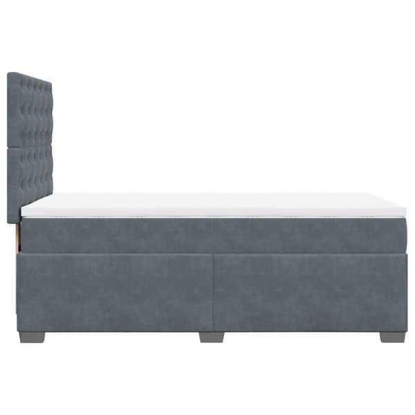 Ramsäng med madrass mörkgrå 90x190 cm sammet
