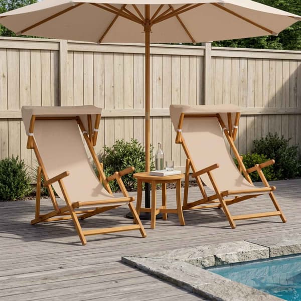 Deck Chair 2 st 3 Position Massiv Eukalyptus Trä Taupe