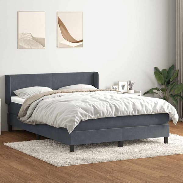 Ramsäng med madrass mörkgrå 160x210 cm sammet