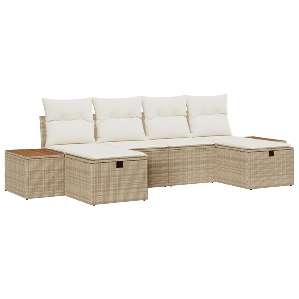 Trädgårdsoffset 6 st Beige konstrotting