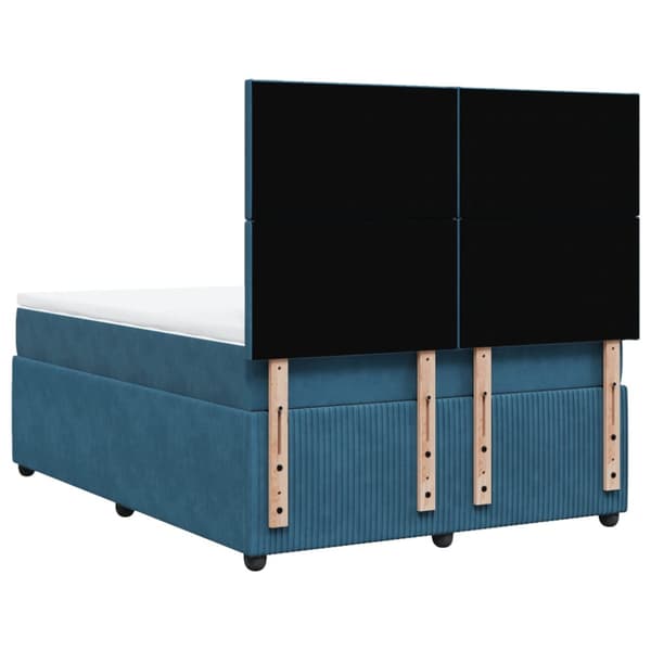 Ramsäng med madrass blå 140x190 cm sammet