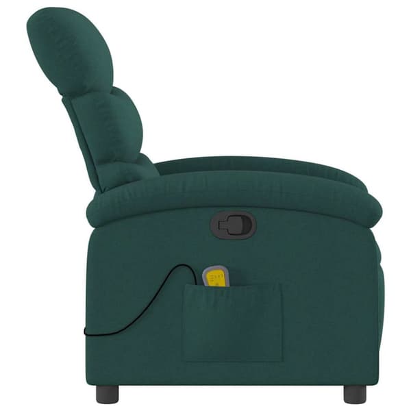 Massagefåtölj mörkgrön tyg