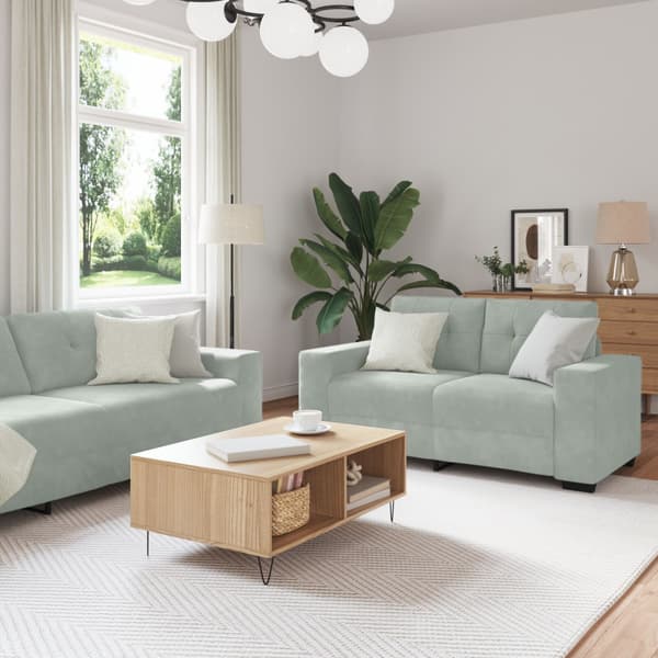 Soffset 3 pcs Ljusgrå 221 x 80 x 80 cm Sammet