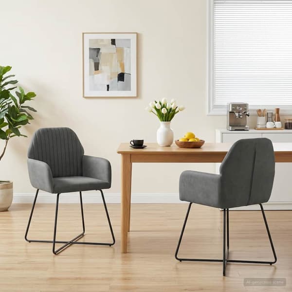 Matstolar 2 pcs Sammet Mörkgrå 55 x 50 x 84 cm