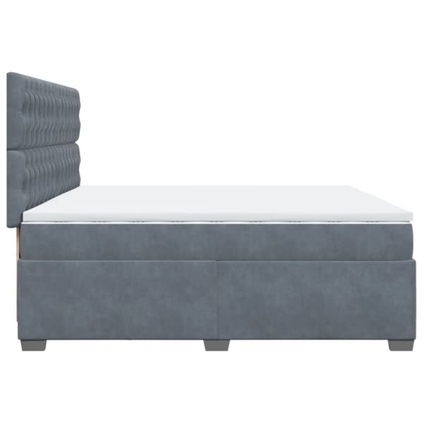 Ramsäng med madrass mörkgrå 200x200 cm sammet