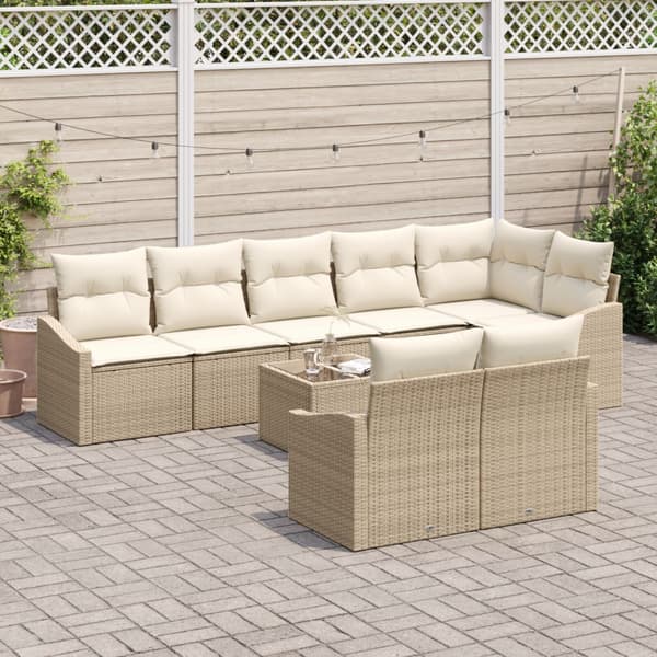 Soffset med kudde 9 pcs Beige konstrotting