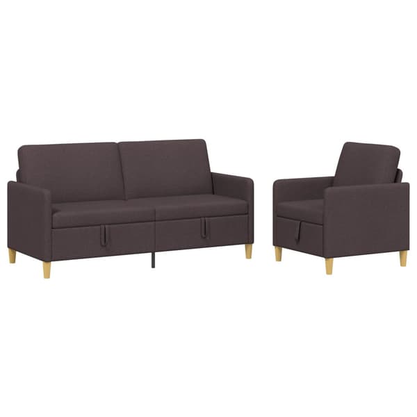 Soffgrupp med förvaring 2 pcs Mörkbrun Polyester