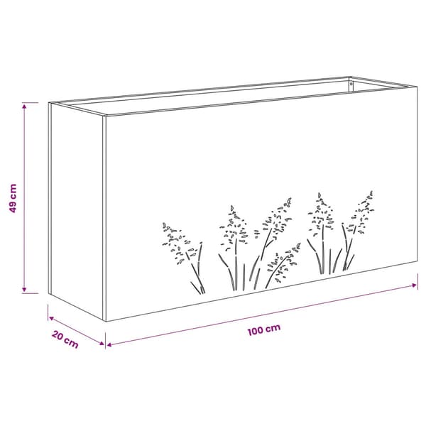 Trädgårdsplanterare 2 st Silver 100 x 20 x 49 cm