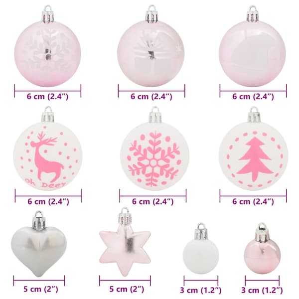 Julprydnad Set 40 pcs Vit och Rosa Plast