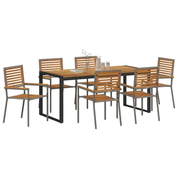 Trädgårdsmöbelset 7 pcs Grå och Brun konstrotting