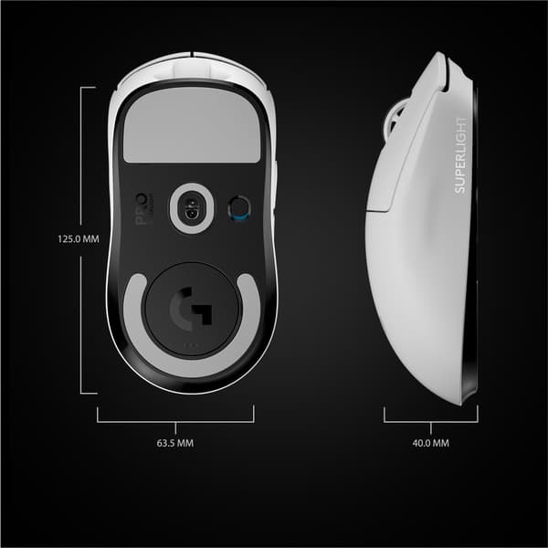 Logitech G Pro X Superlight datormöss högerhand RF Trådlös 25600 DPI