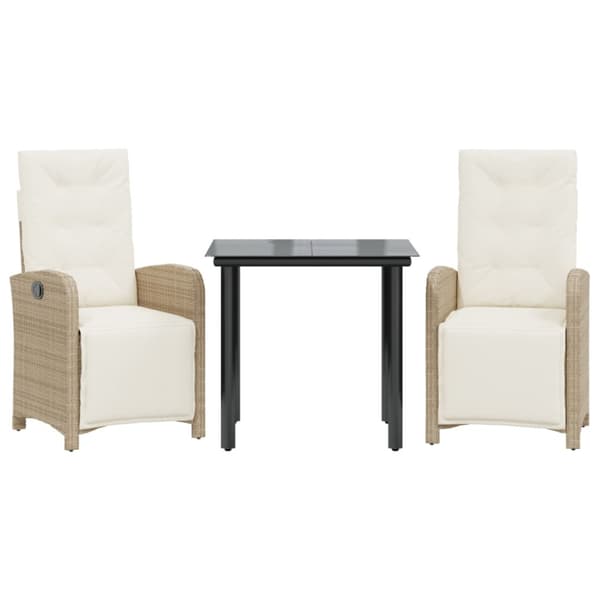 Bistrogrupp med dynor 3 delar beige konstrotting