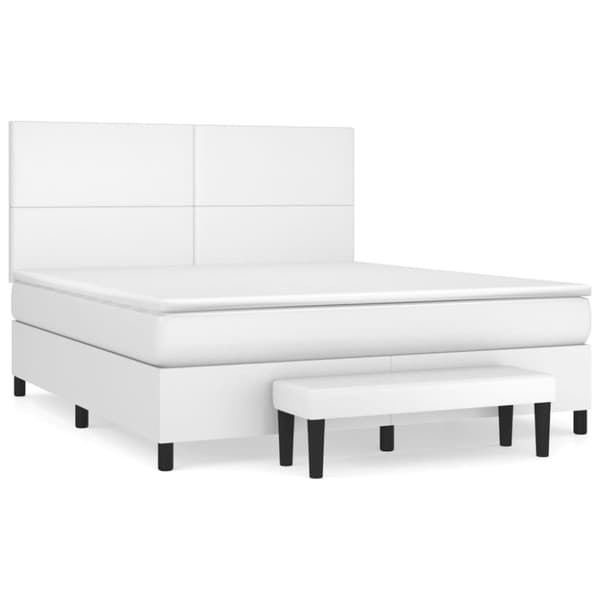 Ramsäng med madrass vit 180x200 cm konstläder