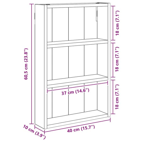 Badrumsväggskåp Vit 40 x 10 x 60,5 cm Konstruerat trä