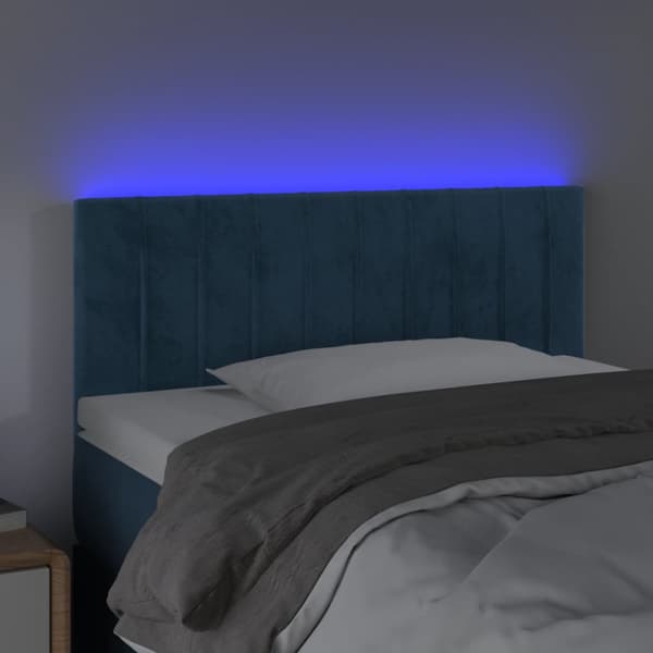 Sänggavel LED mörkblå 90x5x78/88 cm sammet