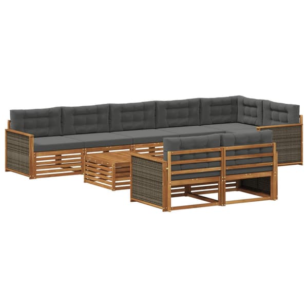 Utomhussoffset med kudde 9 pcs