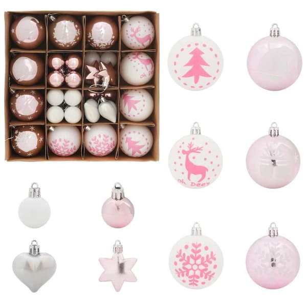Julprydnad Set 40 pcs Vit och Rosa Plast