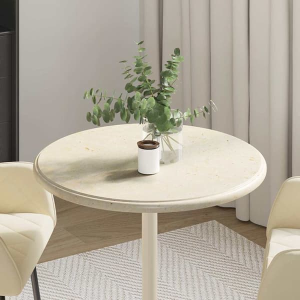 Bordsskiva gräddvit Ø60x2,5 cm marmor
