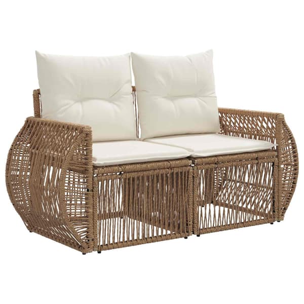 Trädgårdsoffset 7 pcs Beige och krämvit konstrotting