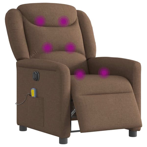 Elektrisk massagefåtölj brun tyg