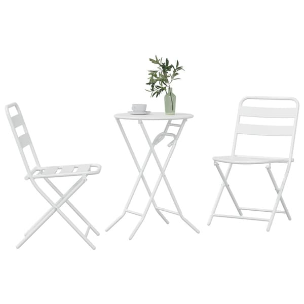 Trädgårds Bistro Set 3 pcs Vit Stål