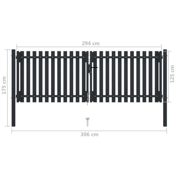 Dubbeldörrsgrind stål 300x125 cm antracit
