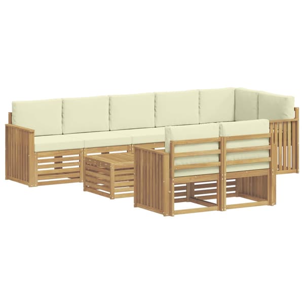Utomhussoffset 9 pcs Vit och grädde 59 x 59 x 37 cm Polyester