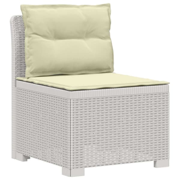 3-sits trädgårdsoffa med kuddar Rattan-look PP Vit