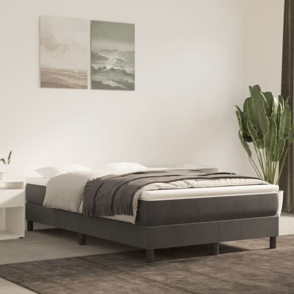 Ramsäng med madrass mörkgrå 120x190 cm sammet