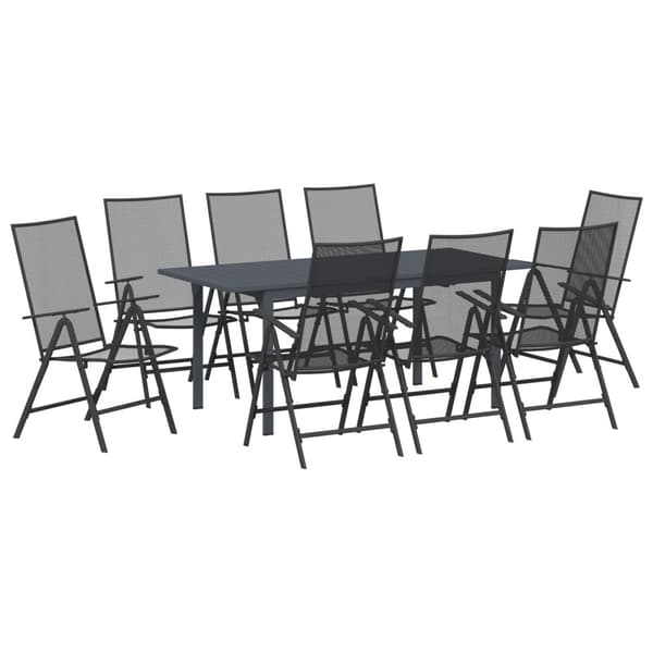 Trädgårdsmöbelset 9 pcs Antracit Pulverlackerad stål