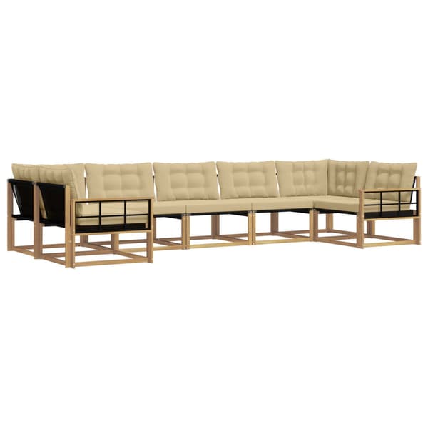 Utomhussoffset med kudde 7 pcs Vit och Beige