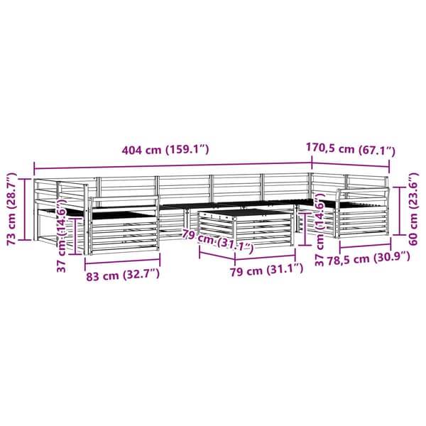 Utomhussoffset 8 pcs Naturfärg