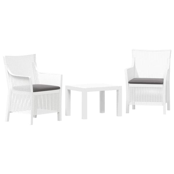 Lounge-set med kudde 3 pcs Vit PP