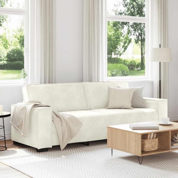 3-sitssoffa gräddvit 220x78x84 cm sammet